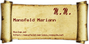 Mansfeld Mariann névjegykártya